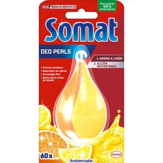 Ambientador Lavavajillas Deo Perls Perfume Limón y Naranja para 60 Lavados Somat