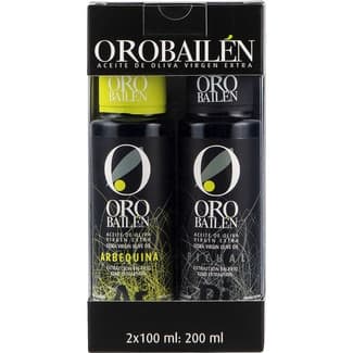 Aceite de Oliva Virgen Extra Estuche 2 Variedad Picual y Arbequina ORO Bailen 100 ML