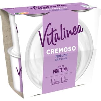 Yogur Natural Edulcorado Cremoso Desnatado 0% M.g. 0% Azúcares Añadidos Pack 4 Danone Vitalinea