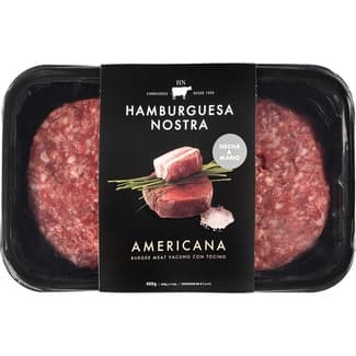 Americana Burger Meat de Vacuno con Tocino Ibérico Hechas a Mano sin Gluten 2 Unidades Hamburguesa Nostra