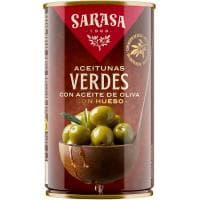 Aceitunas Verdes con Aceite de Oliva Sarasa, Lata 185 G