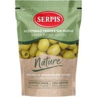 Aceitunas Verdes Manzanilla sin Hueso Serpis Nature, Bolsa 75 G