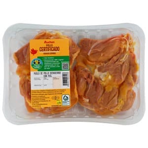 Alcampo Cultivamos LO Bueno Muslos de Pollo Certificado, Deshuesado y con Piel (escalopes). 375 G