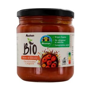 Alcampo Cultivamos LO Bueno Ecológico Salsa de Tomate de Temporada Ecológica, con un Toque de Cúrcuma y Jengibre 340 G. 330 G