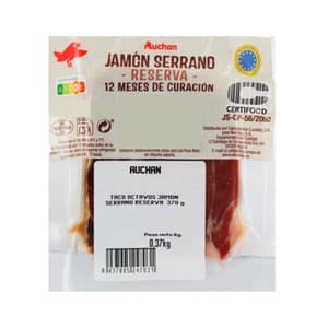 Auchan Taco de Jamón Serrano Reserva (12 Meses de Curación) 370 G. Producto Alcampo