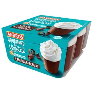 Andros Especialidad Vegetal de Postre de Almendras con Chocolate Gourmand & Vegetal 4 X 90 G. 360 G