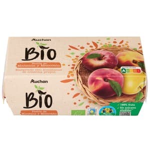 Alcampo Cultivamos LO Bueno Ecológico Compota de Manzana y Melocotón Postre Ecológico Pack 4 Uds. X 100 G. 400 G