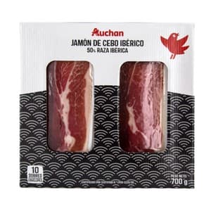 Auchan Maletín con 10 Sobres de 70 G. de Jamón de Cebo Ibérico (50% Raza Ibérica). Producto Alcampo 700 G