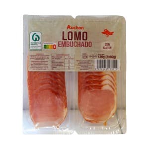 Auchan Lomo Embuchado, sin Gluten y Cortado en Lonchas 2 X 60 G. Producto Alcampo 120 G