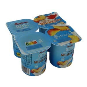 Auchan Yogur Desnatado sin Azúcares Añadidos con Trozos de Melocotón 4 X 125 G Producto Alcampo. 500 G