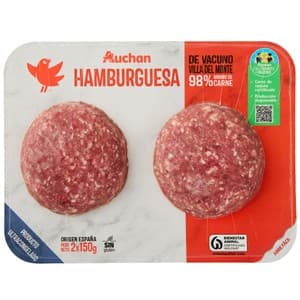 Alcampo Cultivamos LO Bueno Hamburguesas Congeladas de Vacuno Villa del Monte 2 X 150 G. 300 G