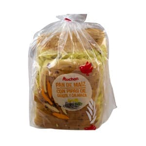 Auchan Pan de Molde de Maíz con Semillas de Girasol y Calabaza 400 G.