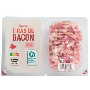 Auchan Tiras de Bacon Cocido 2 X 100 G Producto Alcampo. 200 G