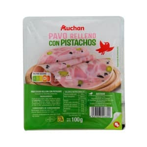 Auchan Pavo Cocido Relleno con Pistachos, sin Gluten y sin Lactosa 100 G. Producto Alcampo