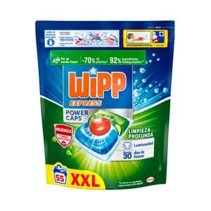 Wipp Express Power Caps Detergente para Lavadora en Cápsulas Antiolores 55 Uds.