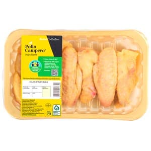 Alcampo Cultivamos LO Bueno Alitas de Pollo Campero Partidas con Piel, Bandeja. 375 G