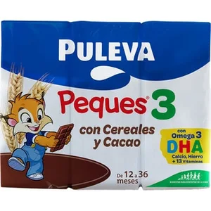 Preparado Lácteo Infantil de Crecimiento con Cereales y Cacao +12 Meses Puleva Peques 3 Pack de 3 Unidades de 200 Ml.