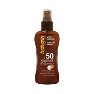 Babaria Aceite Solar en Spray con Acción Protectora y Aceleradora del Bronceado y FPS 50 (muy Alto) 100 Ml.