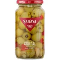Aceituna Gordal sin Hueso Aliñada Sarasa, Frasco 500 G
