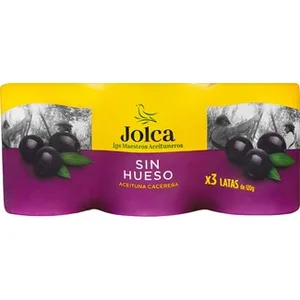 Aceitunas Negras sin Hueso Variedad Cacereña Pack 3  Jolca 50 G