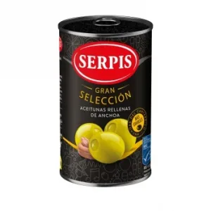 Aceitunas Rellenas de Anchoa Gran Selección Serpis sin Gluten y sin Lactosa 130 G.