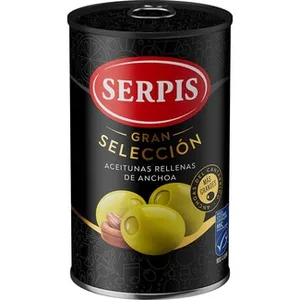 Aceitunas Rellenas de Anchoa sin Gluten  Serpis Gran Seleccion 130 G
