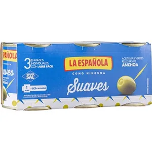 Aceitunas Rellenas de Anchoa Suaves 35% Menos de Sal Pack 3 la Española
