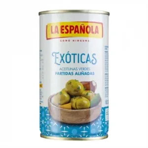 Aceitunas Verdes Partidas Aliñadas Exóticas la Española sin Gluten 185 G.