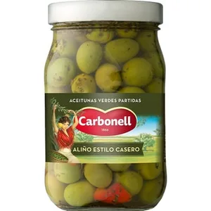 Aceitunas Verdes Partidas Aliño Estilo Casero  Carbonell 450 G