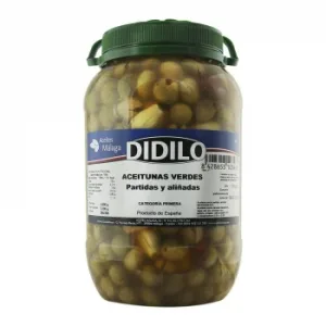Aceitunas Verdes Partidas Variedad Hojiblanca Didilo 2,2 Kg.
