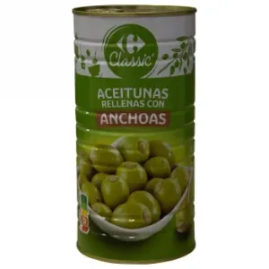 Aceitunas Verdes Rellenas de Anchoa Classic Carrefour 600 G.