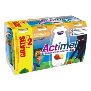 Actimel Kids de Danone Leche Fermentada con Lcasei con Sabor a Fresa y Plátano 6 X 100 G. 600 G