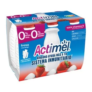 Actimel Leche Fermentada con Lcasei, 0% Materia Grasa y Sabor a Fresa de Danone 6 X 100 G. 600 G