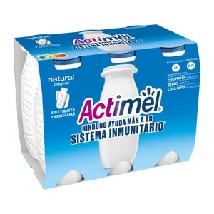 Actimel Leche Fermentada con Lcasei y Sabor Natural de Danone 6 X 100 G. 600 G