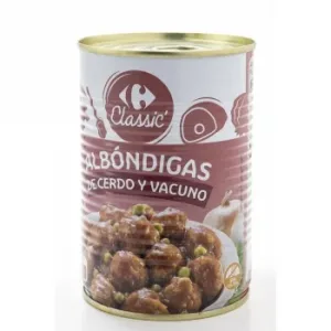 Albóndigas de Cerdo y Vacuno Classic Carrefour sin Gluten 415 G.