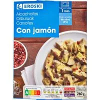 Alcachofas con Jamón Eroski, Bandeja 260 G