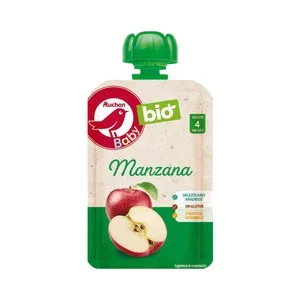 Alcampo Baby Bio Bolsita de Puré de Manzana Ecológica, a Partir de 4 Meses 100 G.