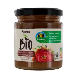 Alcampo Cultivamos LO Bueno Ecológico  Mermelada Extra de Manzana con un Toque de Canela Ecológica 250 G.