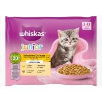 Alimento de Aves para Gato Junior Whiskas, Pack 4x85 G