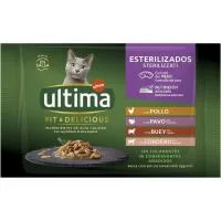 Alimento Húmedo de Carne Gato Esterilizado Ultima, Pack 4x85 G
