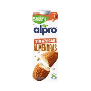 Alpro Bebida de Almendras 100% Vegetal, sin Azúcar ni Edulcorantes  1 L. 1000 ML