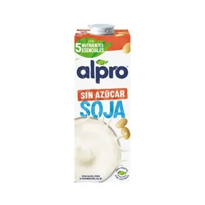 Alpro Bebida de Soja 100% Vegetal, sin Azúcar y Rica en Proteína Vegetal 1 L. 1000 ML