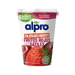 Alpro Especialidad de Soja Fermentada con Frutos Rojos, Dátiles y sin Azúcares Añadidos 400g. 400 G