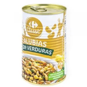 Alubias con Verduras Classic Carrefour sin Gluten 430 G.