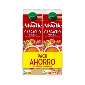 Alvalle Gazpacho Receta Original Elaborado con Ingredientes 100% Naturales 1 L. 1000 ML