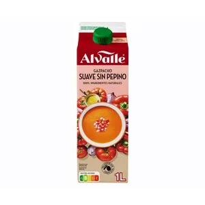 Alvalle Gazpacho Suave sin Pepino Elaborado con Ingredientes 100% Naturales Alvalle 1 L. 1000 ML