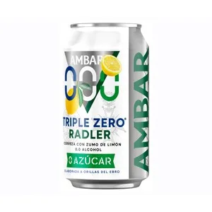 Ambar Radler  Cerveza (0,0% Alcohol) con Sabor a Limón Lata de 33 Cl. 330 ML