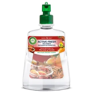 Ambientador Automático Difusor Active Fresh Naranja y Canela con Aceites Esenciales Recambio AIR Wick 1 Unidad