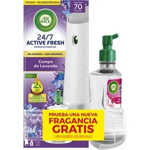 Ambientador Difusor Automático Active Fresh Campo de Lavanda sin Aerosol Aparato + Recambio + 1 Recambio de Regalo AIR Wick