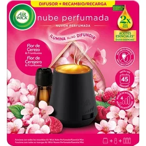 Ambientador Difusor Automático Nube Perfumada Flor de Cerezo & Frambuesa + Recambio  con Aceites Esenciales AIR Wick 1 Unidad